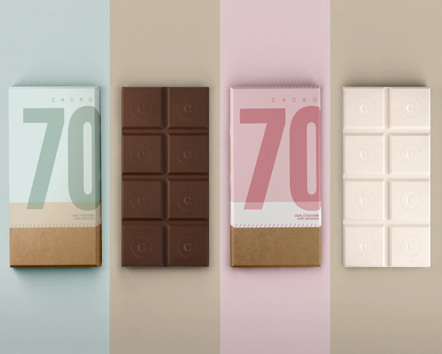 Free PSD | Paper wrapping for chocolates mock-up