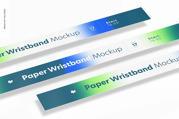 Free PSD | Paper wristband mockup, close up