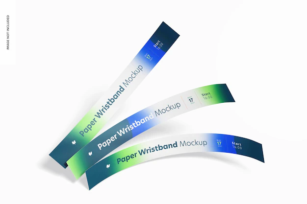 Free PSD | Paper wristband mockup, top view