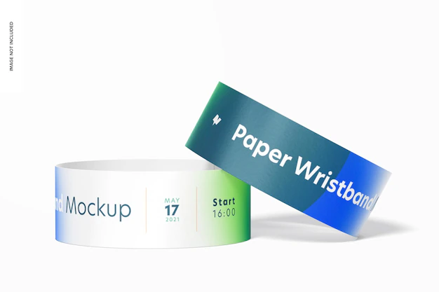 Free PSD | Paper wristbands mockup, front view