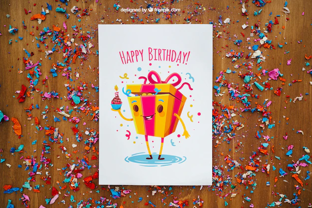 Free PSD | Party composition with paper and confetti