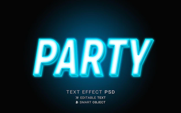 Free PSD | Party text effect neon