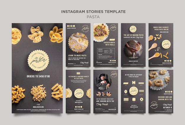 Free PSD | Pasta shop instagram stories template