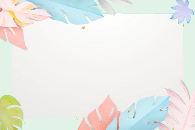 Free PSD | Pastel leaf frame psd in paper craft style