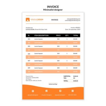 Free PSD | Payment invoice template minimalist design