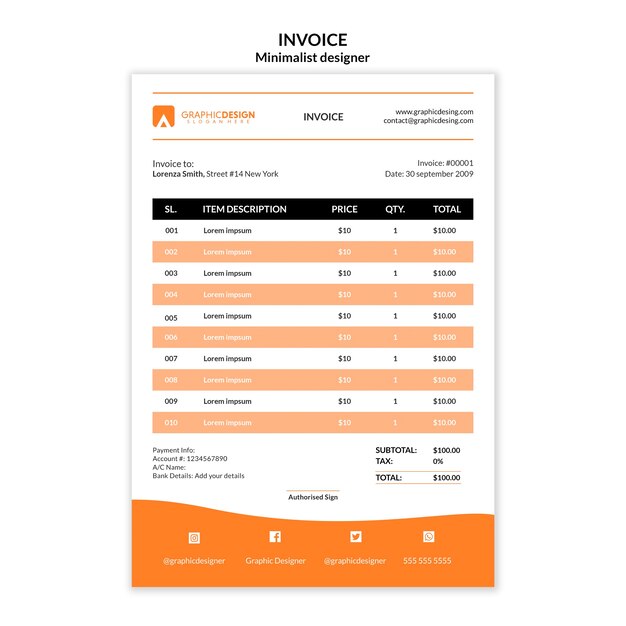Free PSD | Payment invoice template minimalist design