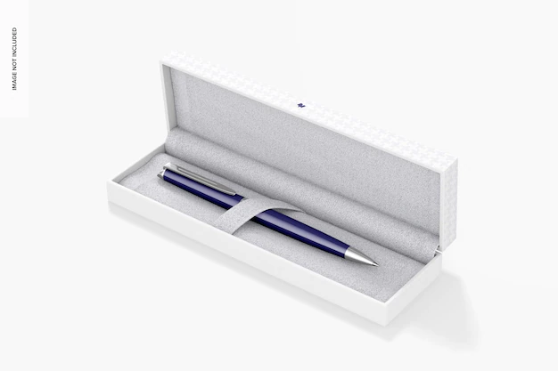 Free PSD | Pen in gift box mockup, opened