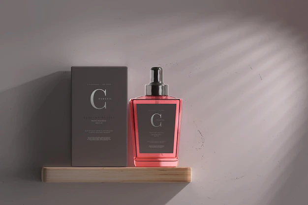 Free PSD | Perfume bottle with box mockup