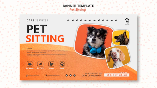 Free PSD | Pet sitting concept banner template
