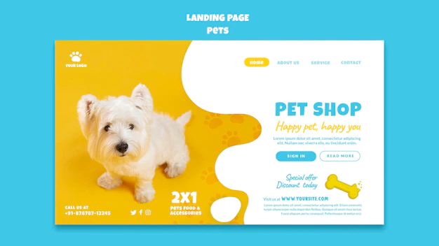 Free PSD | Pets shop landing page template