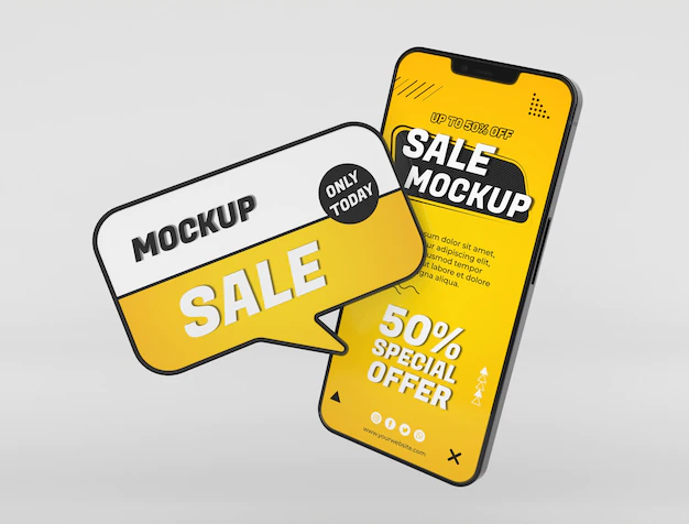 Free PSD | Phone mockup sale with discount