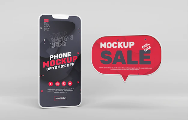 Free PSD | Phone sale discount mockup
