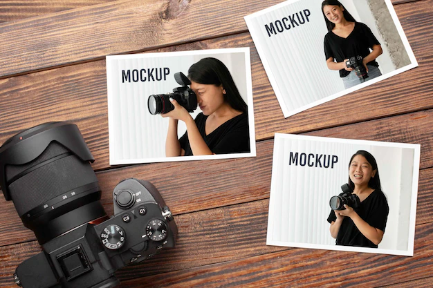 Free PSD | Photographer workshop with photos mock-up