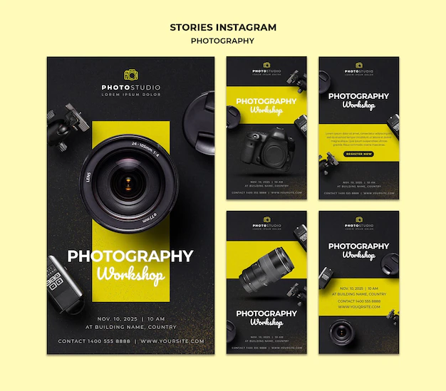 Free PSD | Photography workshop instagram stories template