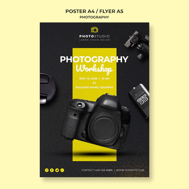 Free PSD | Photography workshop template poster