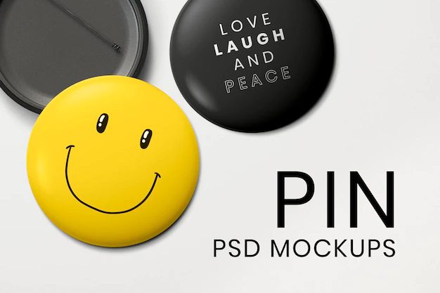 Free PSD | Pin badge mockup set psd, front and back