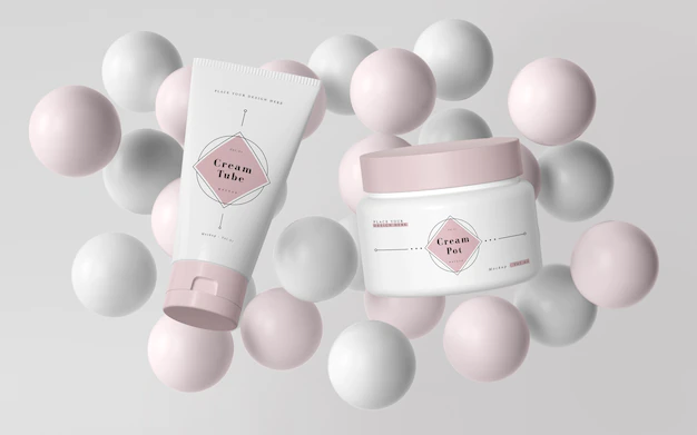Free PSD | Pink packaging of cosmetic products