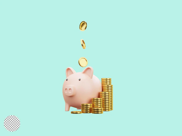 Free PSD | Pink piggy bank and us dollar coins falling on pink background for money saving and deposit concept creative ideas by 3d rendering technique