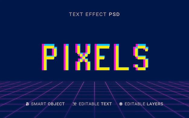 Free PSD | Pixels text effect design