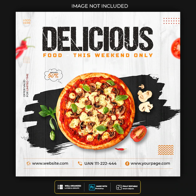 Free PSD | Pizza food social media banner post template