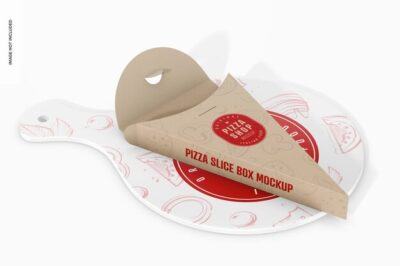 Free PSD | Pizza slice box mockup perspective