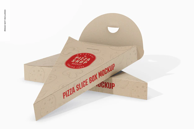 Free PSD | Pizza slice boxes mockup leaned