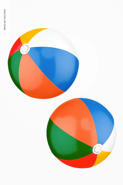 Free PSD | Plastic beach balls mockup, floating