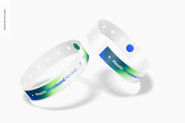 Free PSD | Plastic wristband mockup, floating