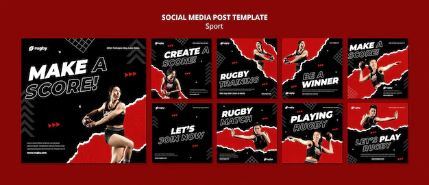 Free PSD | Playing rugby social media post template