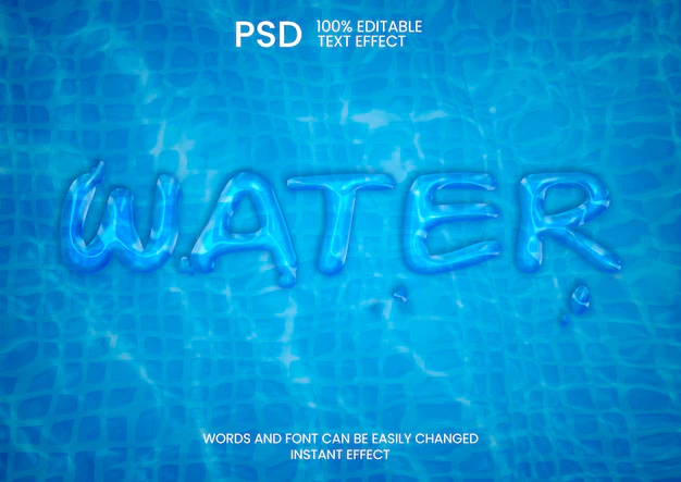 Free PSD | Pool water background text effect