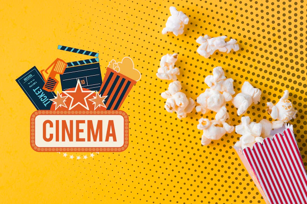 Free PSD | Popcorn and cinema mock-up flat lay