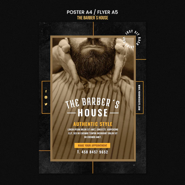 Free PSD | Poster barber shop template