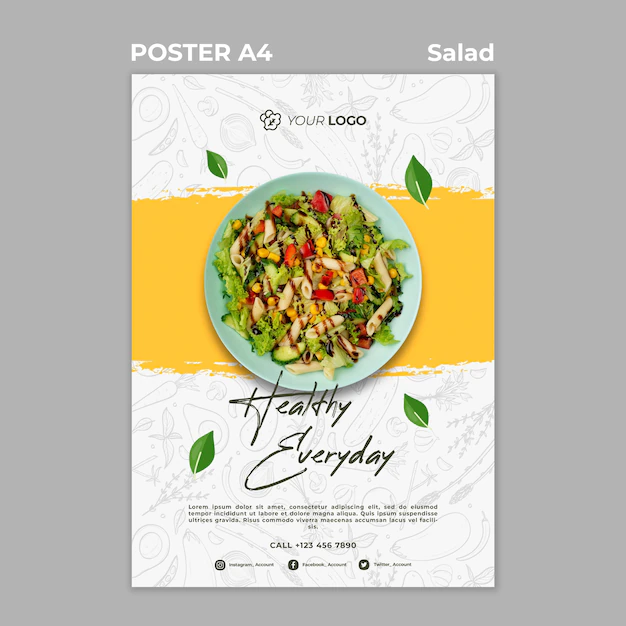Free PSD | Poster for healthy salad lunch