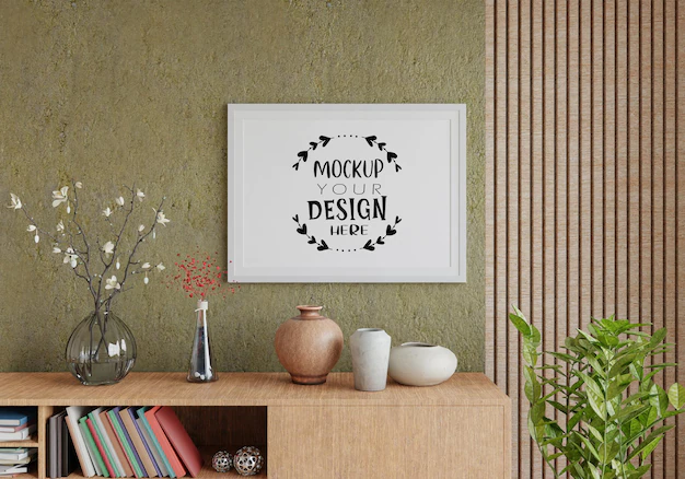 Free PSD | Poster frame in living room