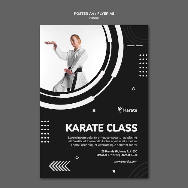 Free PSD | Poster karate class ad template
