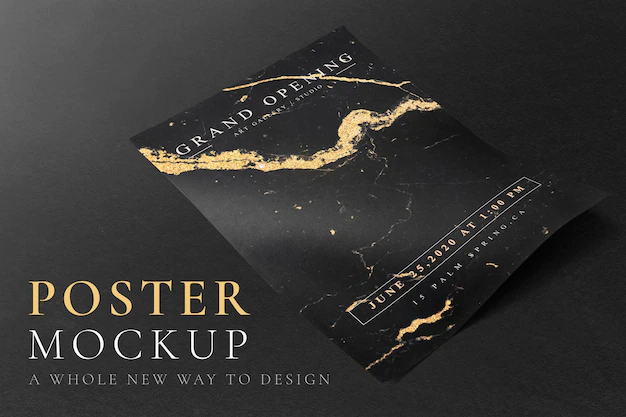 Free PSD | Poster mockup psd in black and gold