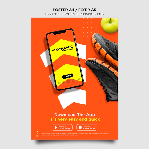 Free PSD | Poster running shoes template