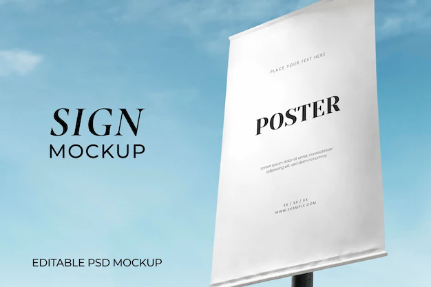 Free PSD | Poster sign mockup psd under blue sky