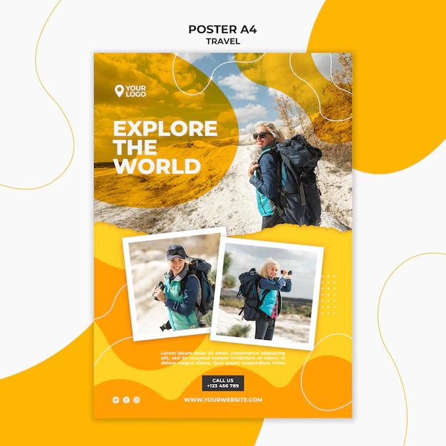 Free PSD | Poster template exploring the world