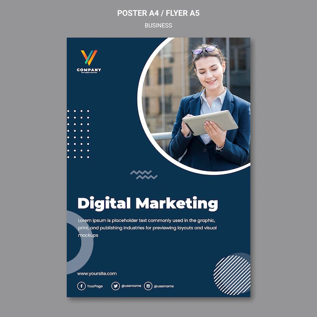 Free PSD | Poster template for digital marketing agency