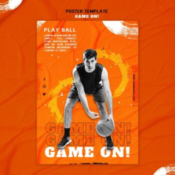 Free PSD | Poster template for playing basketball