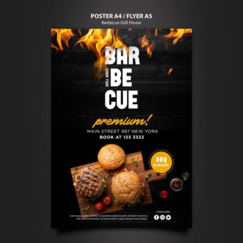 Free PSD | Poster template with barbeque design