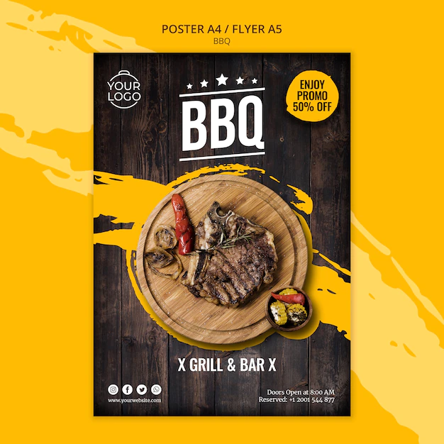 Free PSD | Poster template with bbq