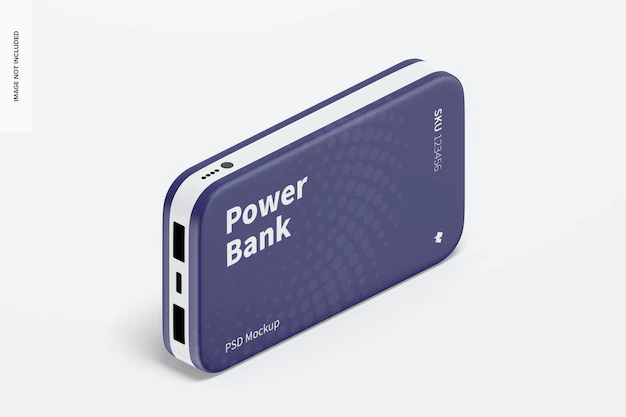 Free PSD | Power bank blister mockup, isometric view