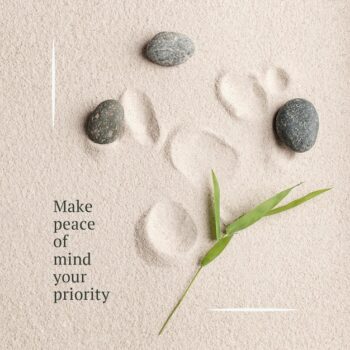 Free PSD | Prioritize peace wellness template psd minimal social media post