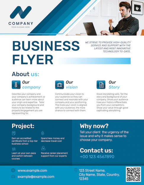Free PSD | Professional business flyer  blue modern design