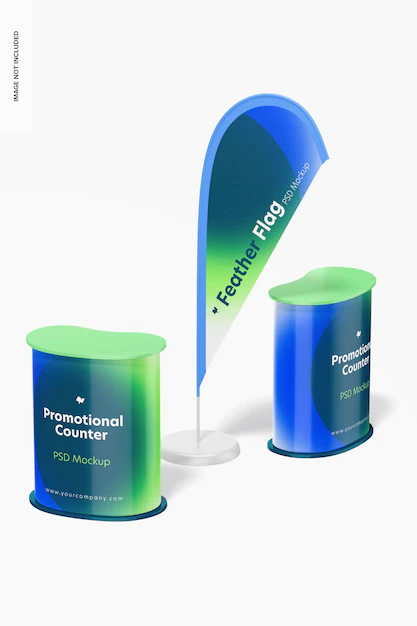 Free PSD | Promotional counters mockup, perspective