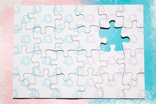Free PSD | Puzzle pieces on pink and blue background