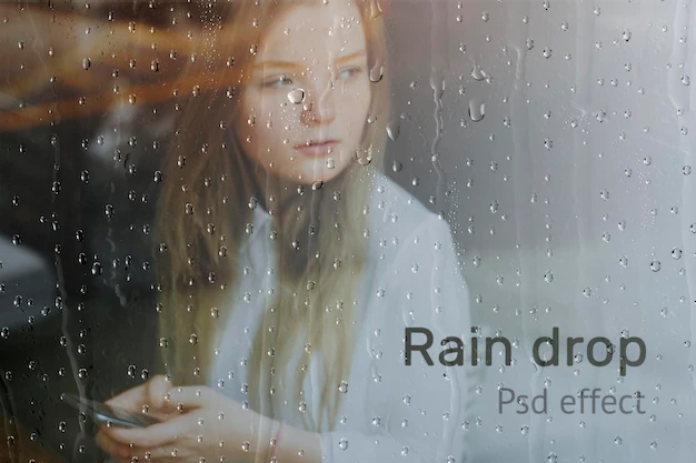 Free PSD | Rain drop psd effect, photoshop add-on