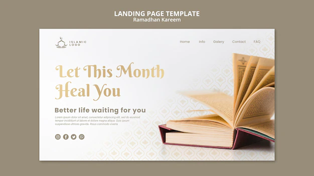 Free PSD | Ramadan landing page template with photo
